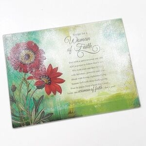 Woman of Faith glass cutting board